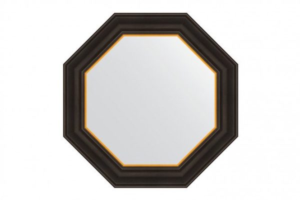 Wall mirror in a baguette frame EVOFORM Octagon BY 3874, ebony with gold 54x54 cm