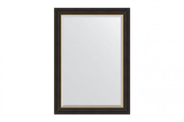 Wall mirror with bevel in a baguette frame EVOFORM BY 3926 ebony with gold 74x104 cm