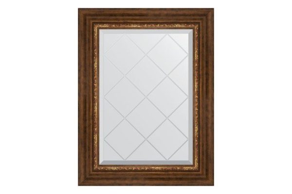 Wall mirror with engraving in a baguette frame EVOFORM Roman bronze 76x104 cm