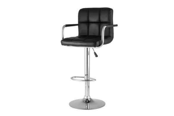Bar stool Malawi New with armrests 51x90x46 cm, upholstery color black, legs silver