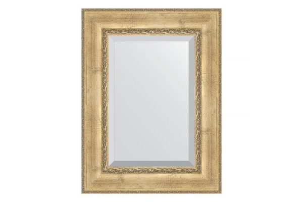 Wall mirror with bevel in a baguette frame EVOFORM antique silver with ornament 62x82 cm