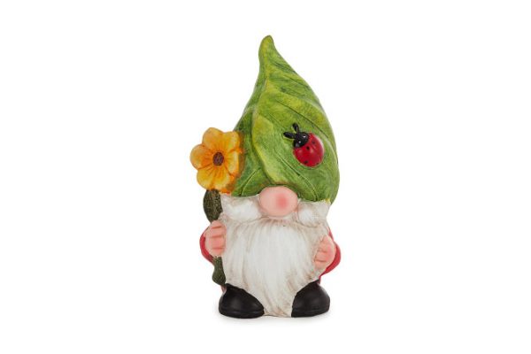 Decorative figurine Gnome with flower 21.5 cm, Clay