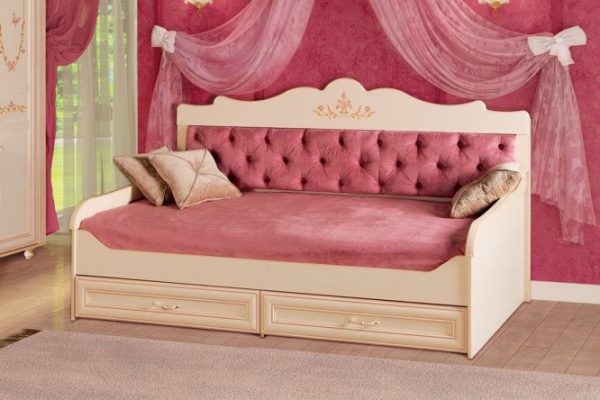 Bed Alice 90x200 cm color cream/white, pink