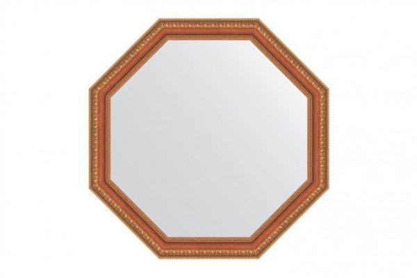 Wall mirror in a baguette frame EVOFORM Octagon BY 3982, bronze beads on wood 66x66 cm