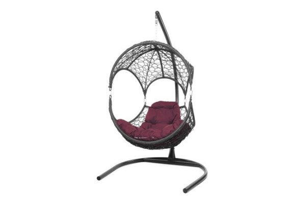 Hanging chair Walnut 113x180x110 cm, base and frame color white, finishing white