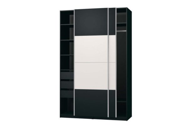 Sliding wardrobe Oscar 150x236x58 cm, black, with white inserts