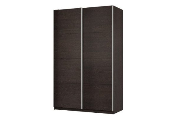 Sliding wardrobe 2-door Praktik 140x240x60 cm, wenge, silver profile