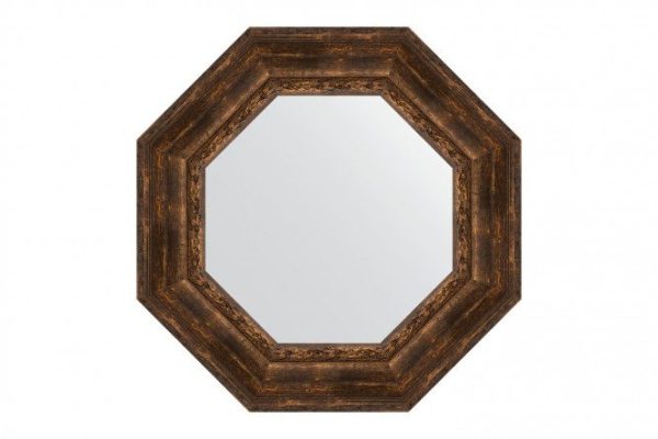 Wall mirror in a baguette frame EVOFORM Octagon BY 7394, aged wood with ornaments 67x67 cm