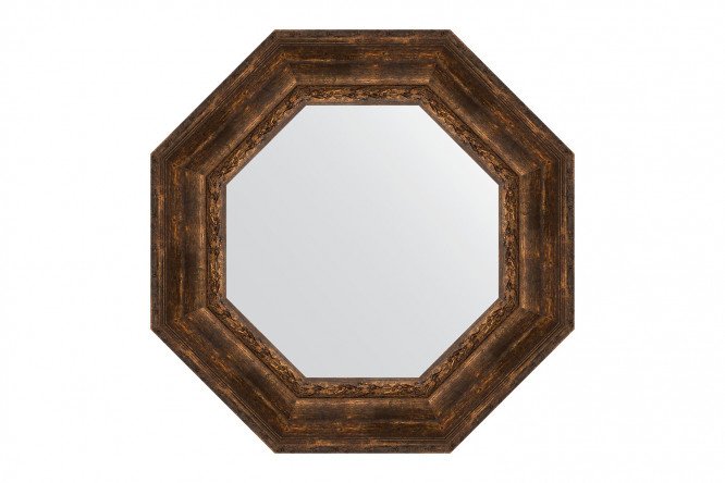 Wall mirror in a baguette frame EVOFORM Octagon BY 7394, aged wood with ornaments 67x67 cm