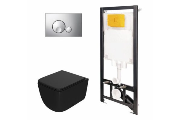 Installation with toilet and panel POINT 886914GBOO+PN41831BM black