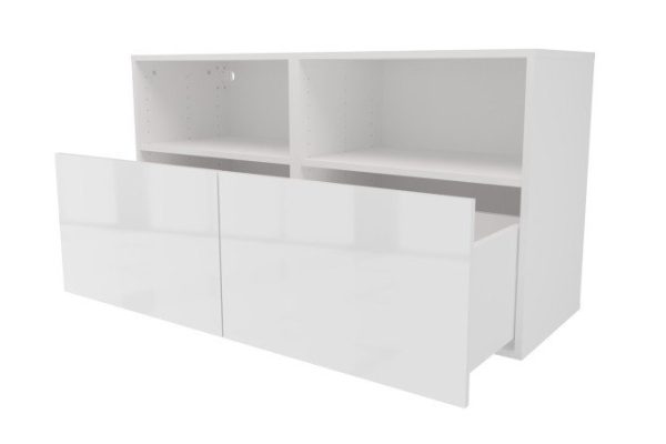 Cabinet with shelves and drawers Oscar Amika 120x64 with closers, white / white gloss