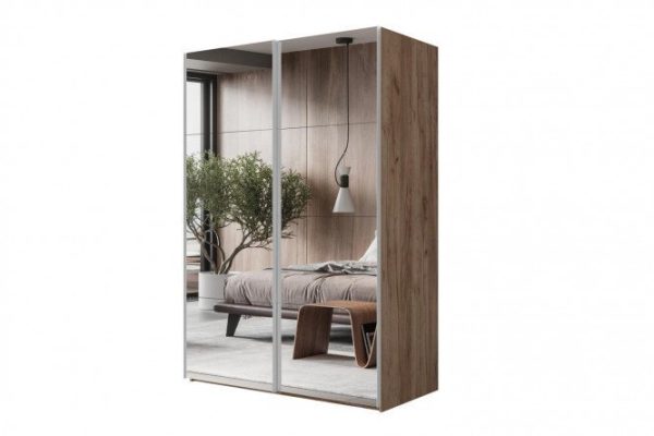 Sliding wardrobe 2-door Comet 160x240 cm kraft oak tobacco, mirror fronts