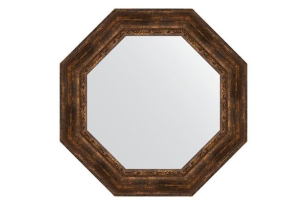 Wall mirror in a baguette frame EVOFORM Octagon BY 3864, aged wood with ornaments 82.6x82.6 cm