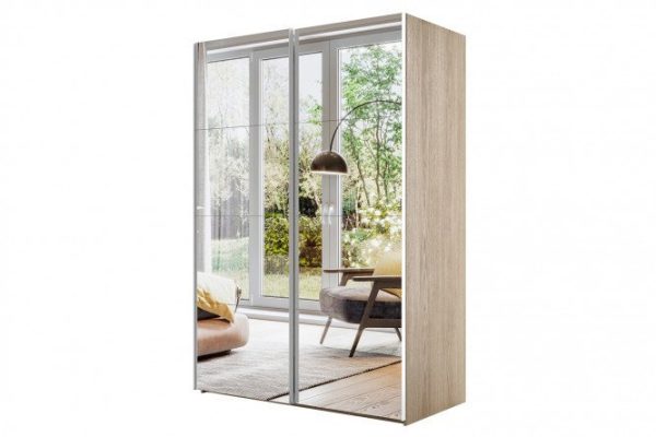 2-door wardrobe Comet 180x220 cm Bardolino oak, mirror fronts