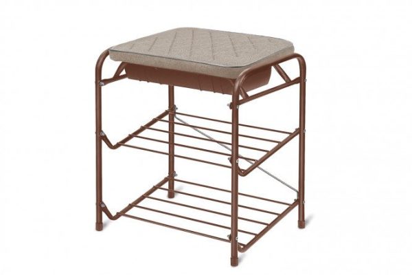 Shoe bench BP3 with 3 shelves and a drawer color light brown, matte brown