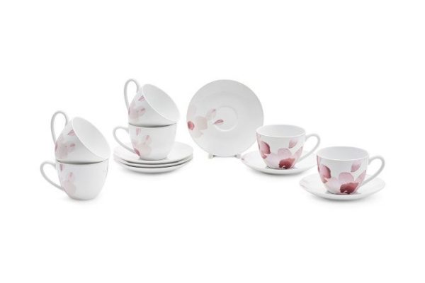 Set of tea pairs EVIO Aquarelle 6 persons, 12 pcs., Porcelain