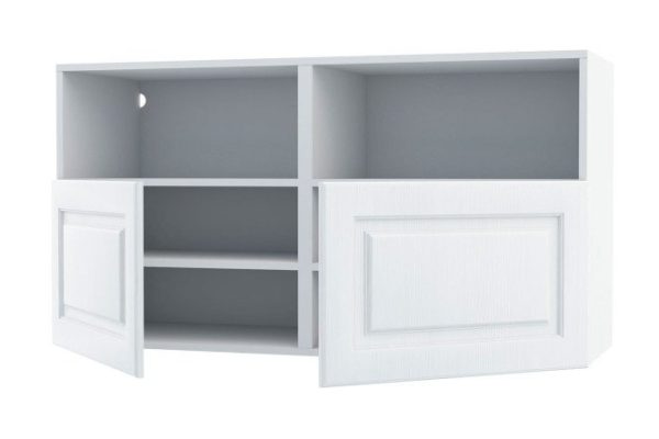 Cabinet with shelves and doors Oscar Bella 120x64, white / white wood