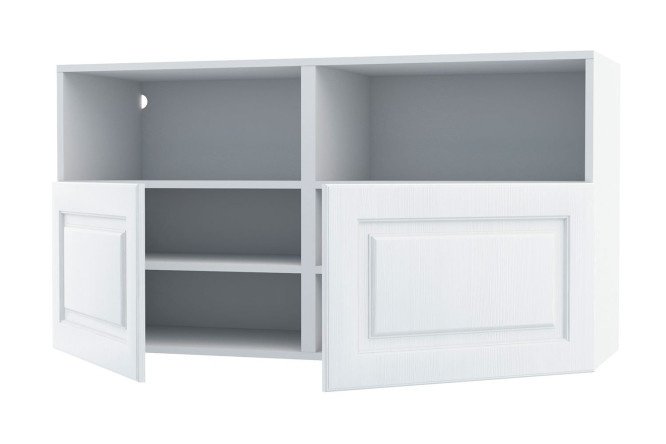 Cabinet with shelves and doors Oscar Bella 120x64, white / white wood