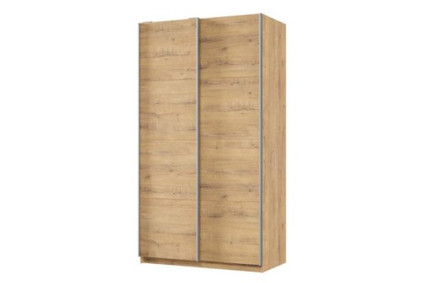 Sliding wardrobe 2-door Praktik 120x220x60 cm, bunratti, silver profile