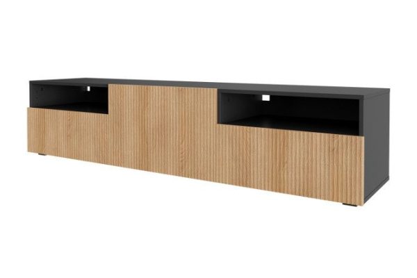 Cabinet Oscar Amelie 180x40 with door, 2 drawers and 3 shelves, anthracite / wave Canadian oak