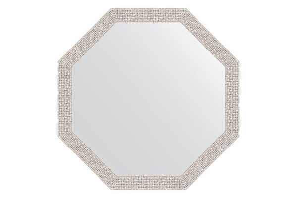 Wall mirror in a baguette frame EVOFORM Octagon BY 3680, chrome mosaic 58.2x58.2 cm