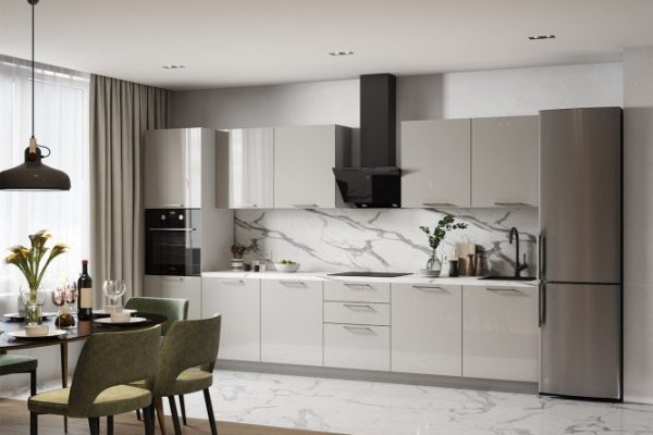 Modular kitchen set Amika 3.6 m gray mother-of-pearl