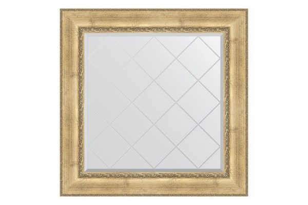 Wall mirror with engraving in a baguette frame EVOFORM antique silver with ornament 112x112 cm