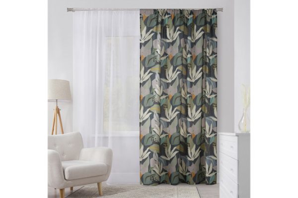 Curtain Kara 180x280 cm, 1 piece, turquoise, beige, gray