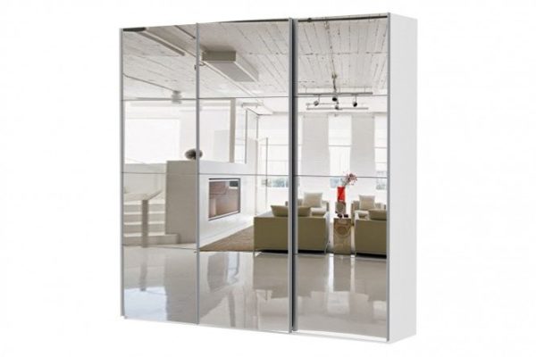 Sliding wardrobe 3-door Comet 270x240 cm white snow, mirror fronts