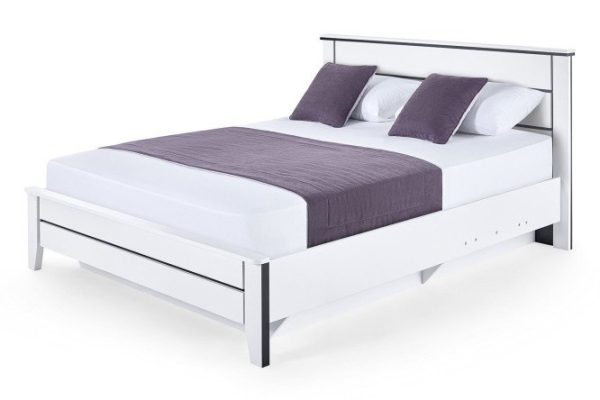 Bed frame SCANDICA Wilma color white smooth, black smooth 140x200 cm
