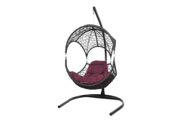 Hanging chair Walnut 113x180x110 cm, base and frame color white, finishing white