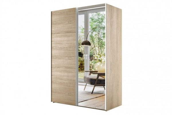 Sliding wardrobe 2-door Comet 180x220 cm Bardolino oak, Bardolino oak facades, mirror