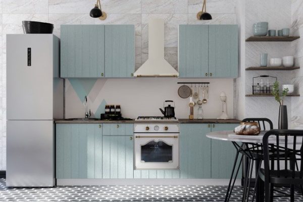 Kitchen set Michelle 240x210x60 cm, frame color white, facade blue