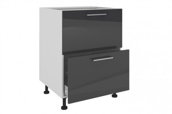 Set of fronts for a cabinet with 2 drawers Amika color graphite black