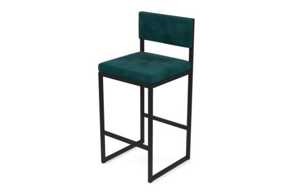 Bar stool Horeca Barnes 40x100x40 cm, upholstery color dark green, legs black