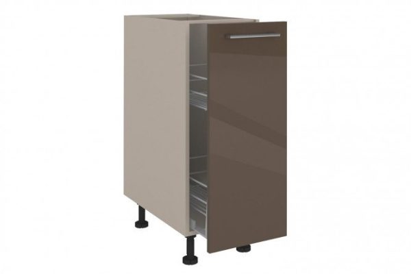 Front for a floor cabinet with a pull-out basket Amika 29.6x71.6 cm, glossy truffle brown color