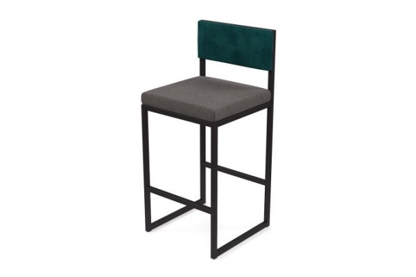 Bar stool Horeca Barnes 40x100x40 cm, upholstery color gray, dark green, legs black