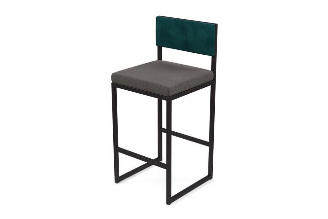 Bar stool Horeca Barnes 40x100x40 cm, upholstery color gray, dark green, legs black