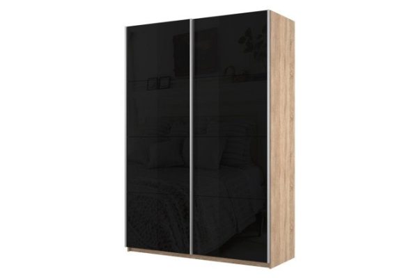 Sliding wardrobe 2-door Cors 120x230 cm, Sonoma, black facade