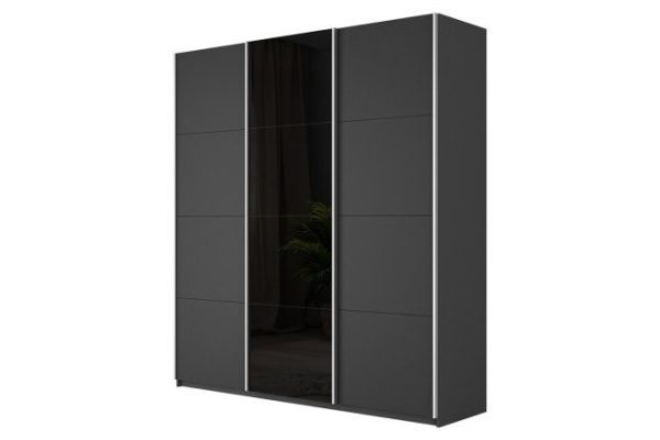Sliding wardrobe 3-door Cors 210x230 cm, gray diamond, facade gray diamond, black