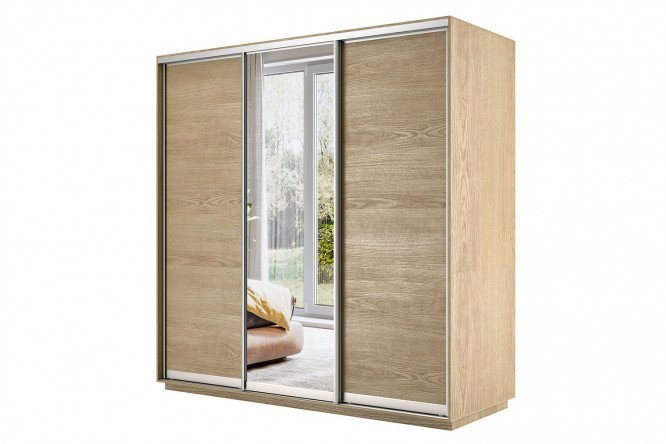 3-door wardrobe Slide 210x240x60, Sonoma, with one mirror