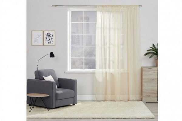 Tulle with ribbon MITTE Emily 300x260 cm, 1 piece, light beige