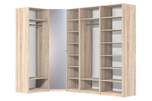 Wardrobe system Titus Oscar Bergen 295.05x236x170.05 cm, Sonoma oak, with one mirror