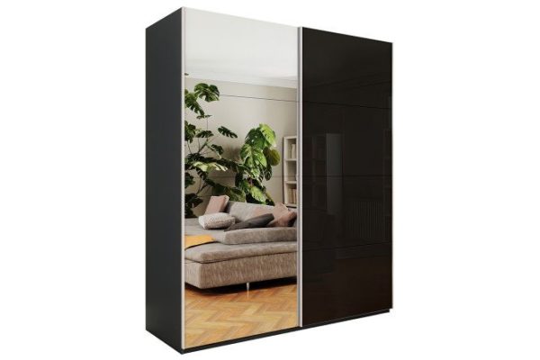 2-door wardrobe Comet 180x220x66 cm, diamond gray, black