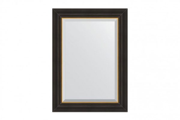 Wall mirror with bevel in a baguette frame EVOFORM BY 3923 ebony with gold 54x74 cm