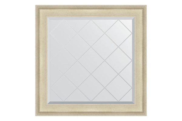 Wall mirror with engraving in a baguette frame EVOFORM Etched silver 88x88 cm