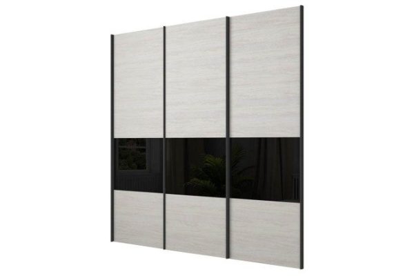 Sliding wardrobe doors Magnus 240x230 cm, black gloss, light ash anchor, profile - black