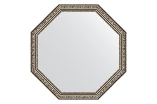 Wall mirror in a baguette frame EVOFORM Octagon BY 3693, vignette aged silver 70.4x70.4 cm