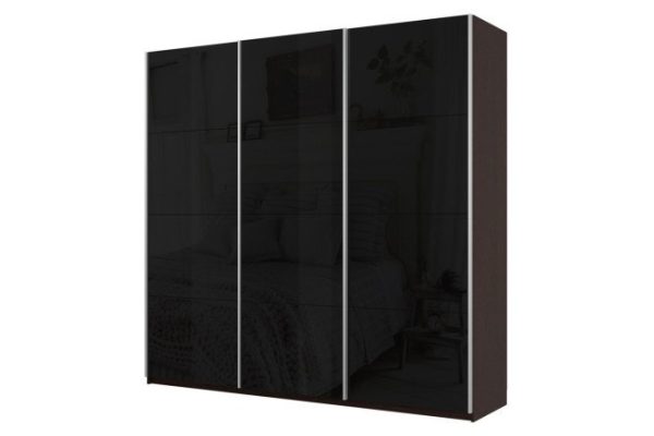 3-door wardrobe Cors 180x230 cm, wenge, black facade