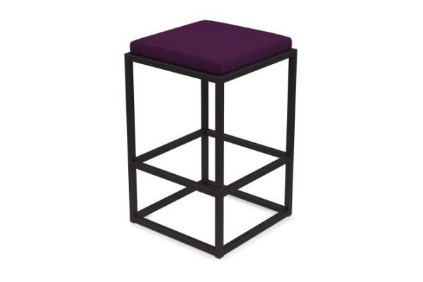 Bar stool Horeca Verm 40x75x40 cm, upholstery color purple, legs black